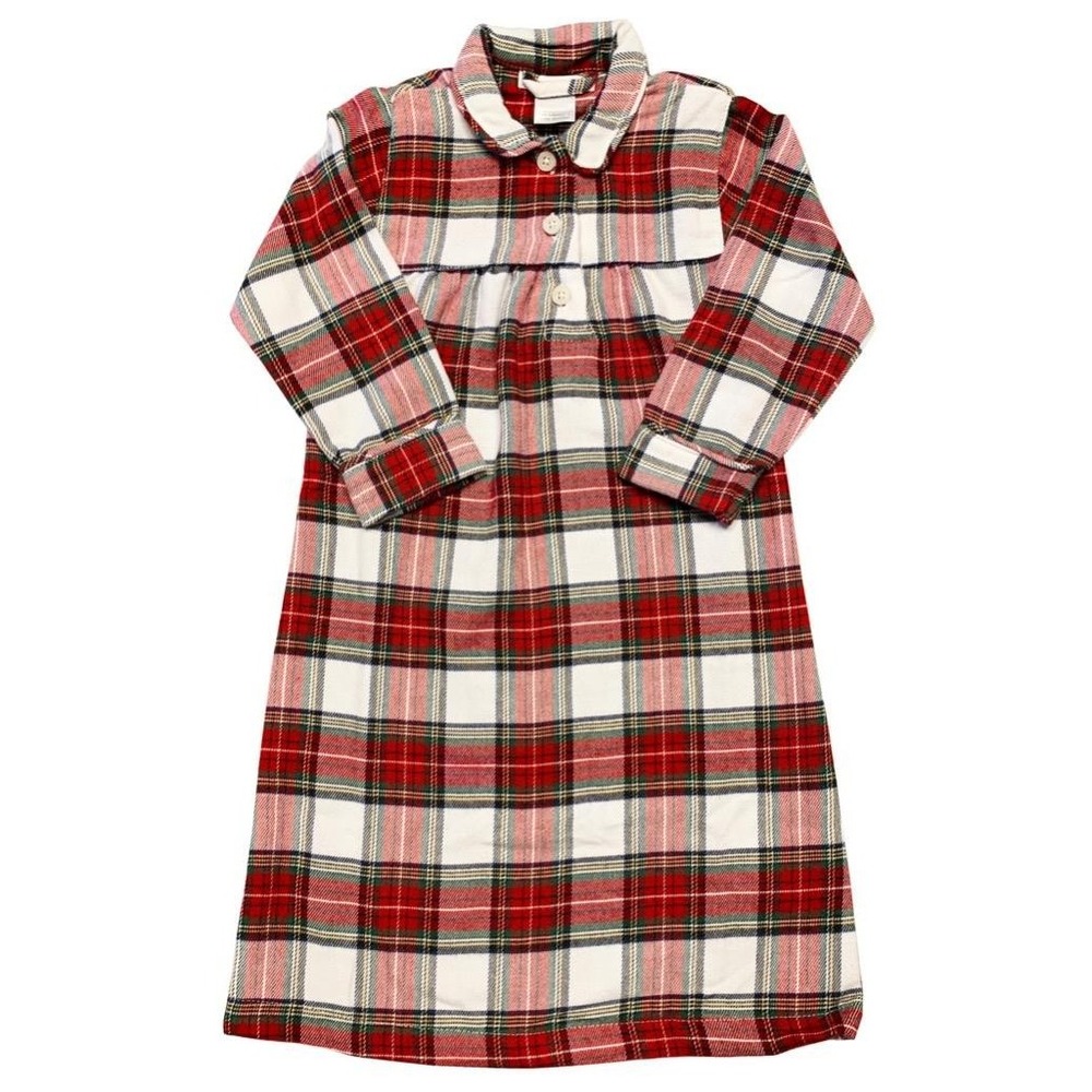 New Pottery Barn Kids Girls Holiday Christmas Morgan Plaid Flannel Nightgown 4